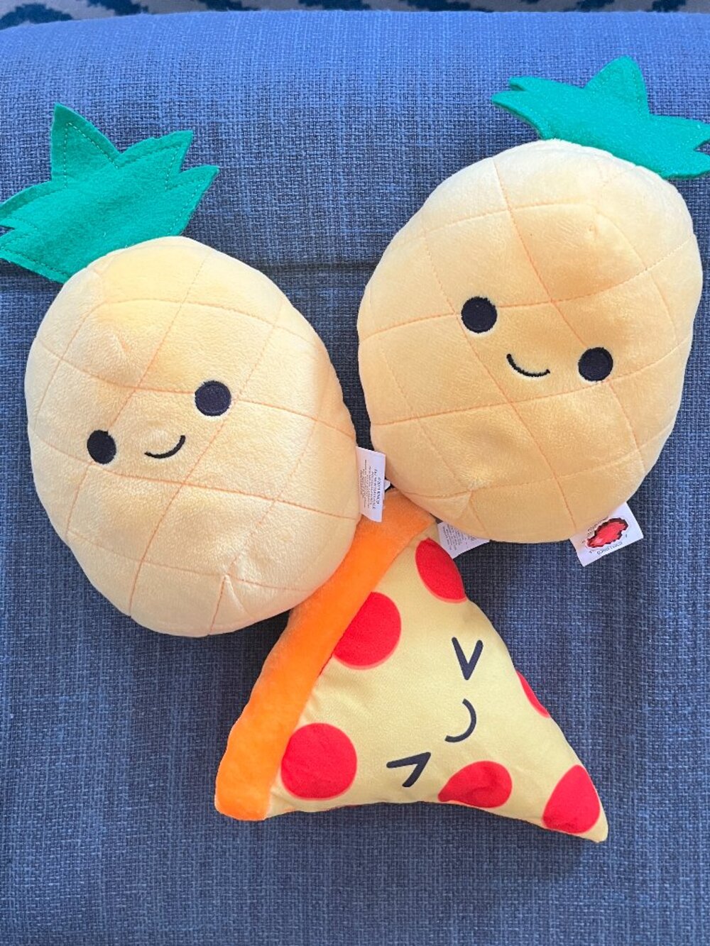2 Pineapple and 1 Pizza Slice Stuffed Plushies